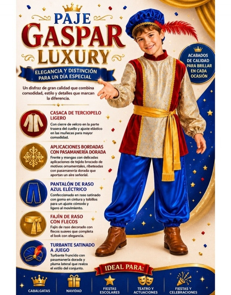 Disfraz Paje Gaspar lujo infantil