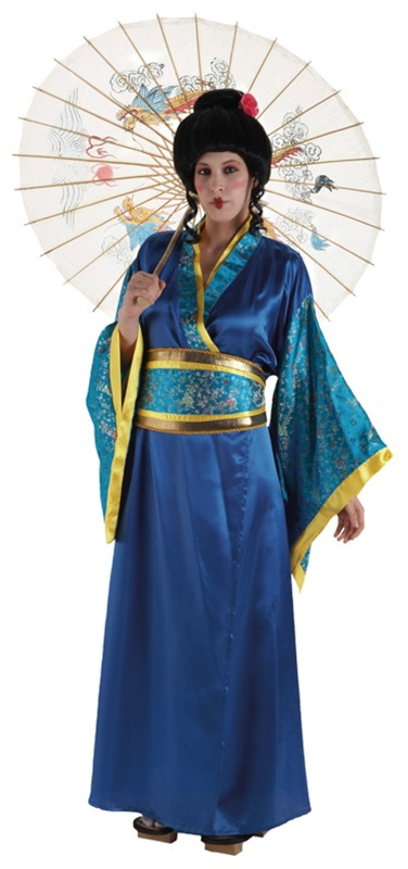 Disfraz Geisha azul para mujer