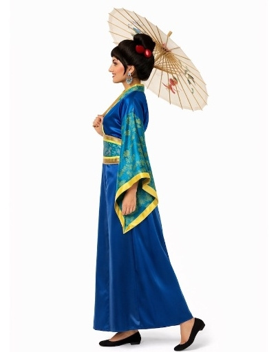 Mulher de traje azul gueixa