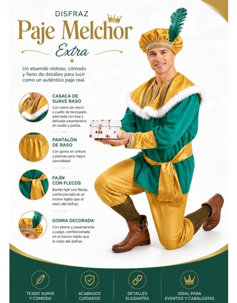 Disfraz Paje Melchor extra adulto