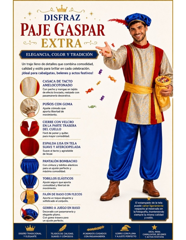 Traje Paje Gaspar Extra Adulto