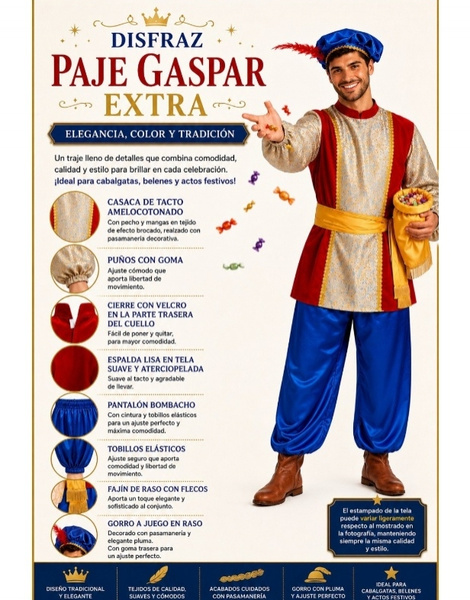 Traje Paje Gaspar Extra Adulto