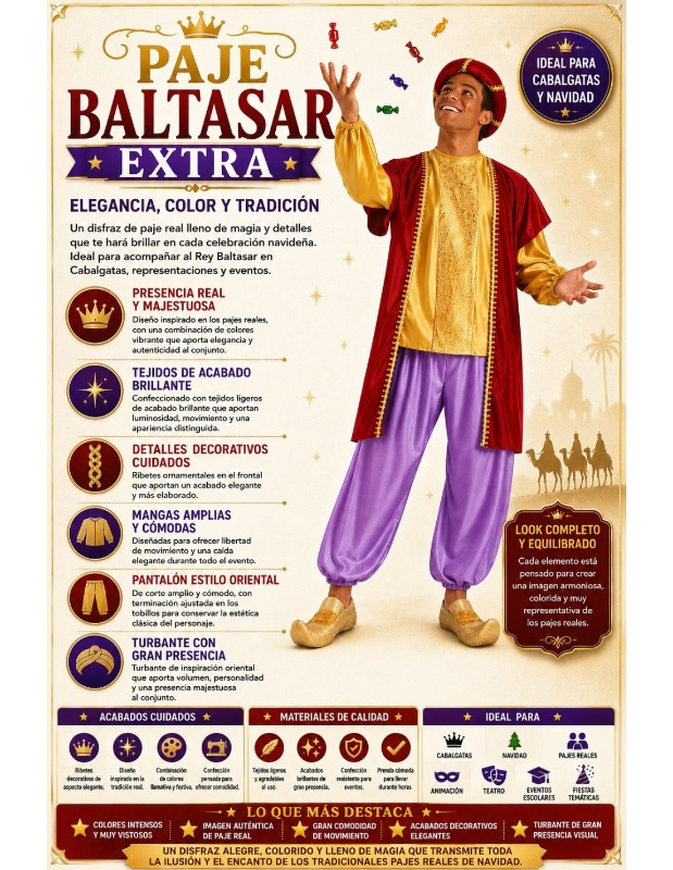Disfraz Paje Baltasar adulto