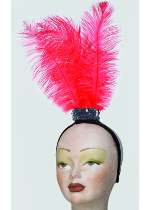 Diadema Vedette Plumas Rojas