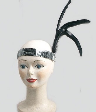 Cinta Lentejuelas Con Pluma Charleston