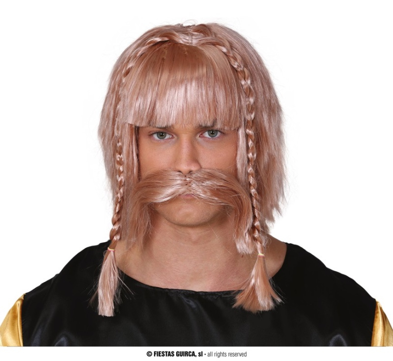 Peluca Vikingo rubia con bigote