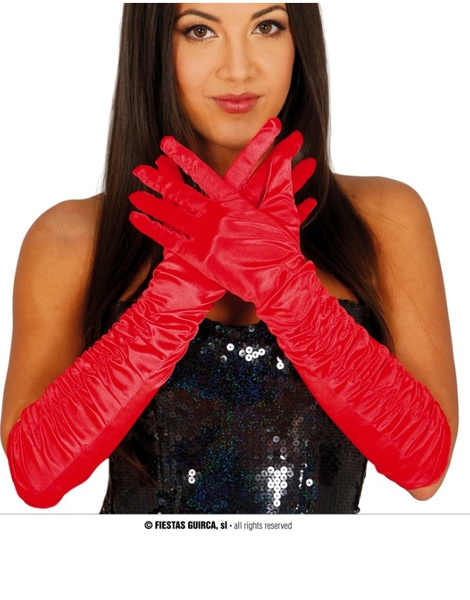 Guantes rojos largo arrugado 40 cms.