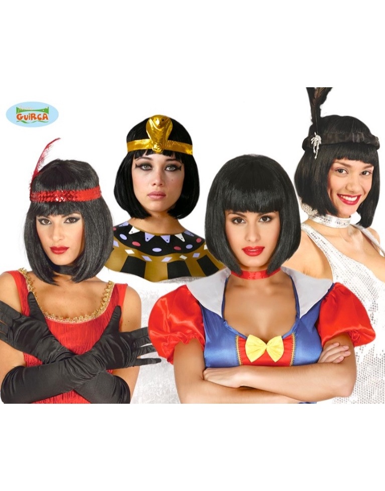 Peluca melena corta morena