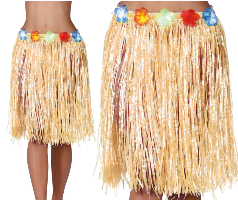 Falda Hawaiana colores Con Flores 55 cms