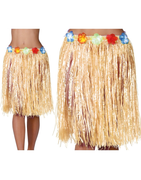 Saia havaiana cores com flores 55 cms