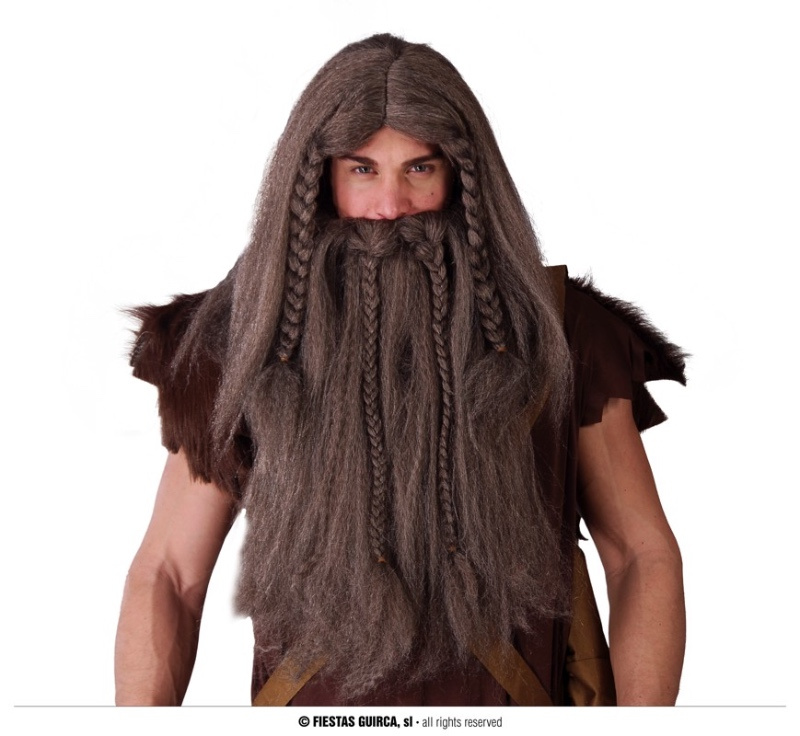 Peluca y barba vikingo en caja