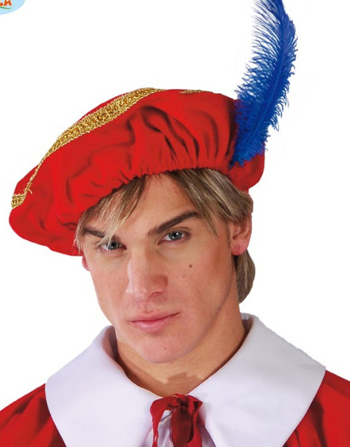 Gorra Paje Rojo Con Pluma