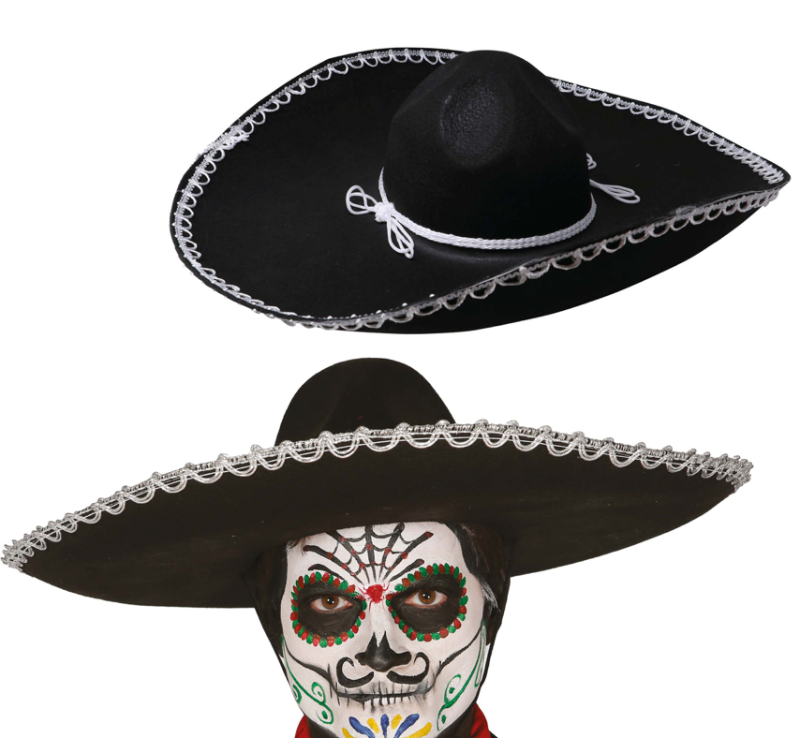 Gorro Mejicano fieltro negro 55 cms