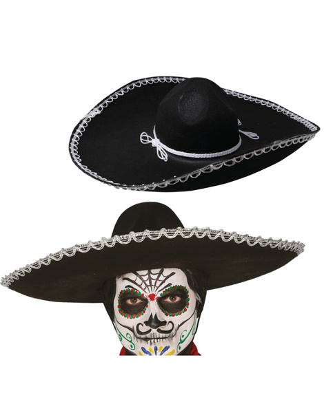 Gorro Mejicano fieltro negro 55 cms