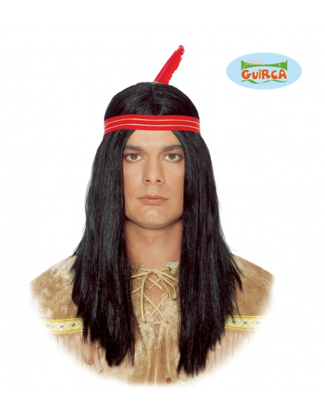 Peluca indio con cinta y pluma