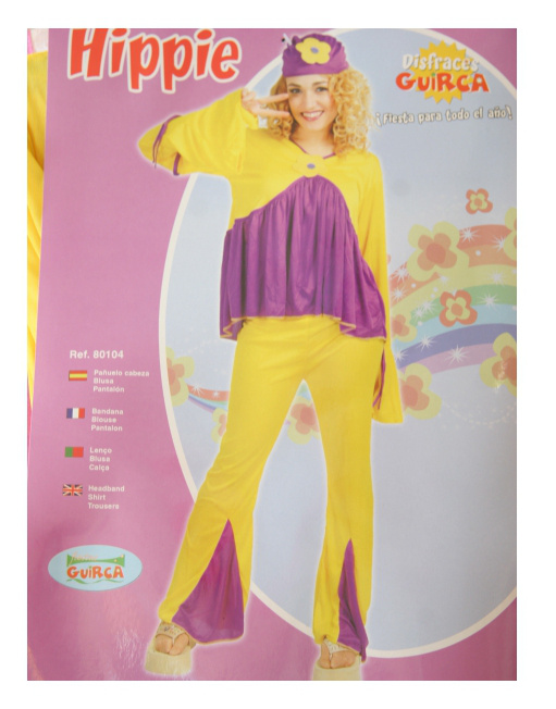 Disfraz Hippie Amarillo Mujer Adulta