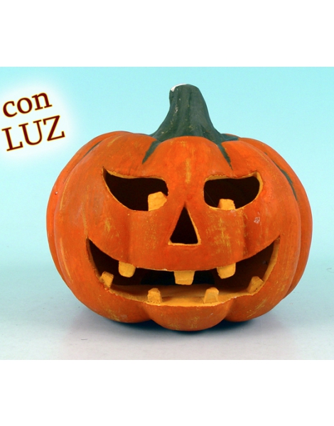 Calabaza Halloween Con Luz 19 Cm