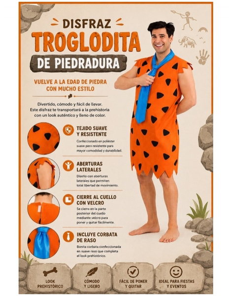 Fato de homem das cavernas para homem