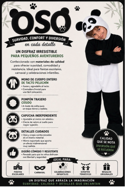 Disfraz Oso Panda infantil