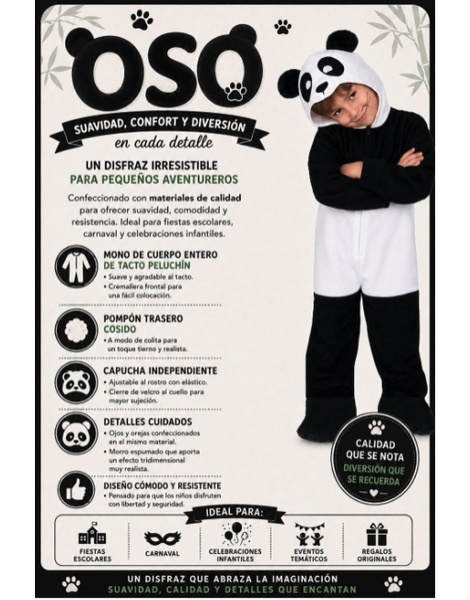 Fantasia de urso panda infantil