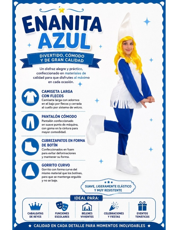 Fato de Enanita azul para menina