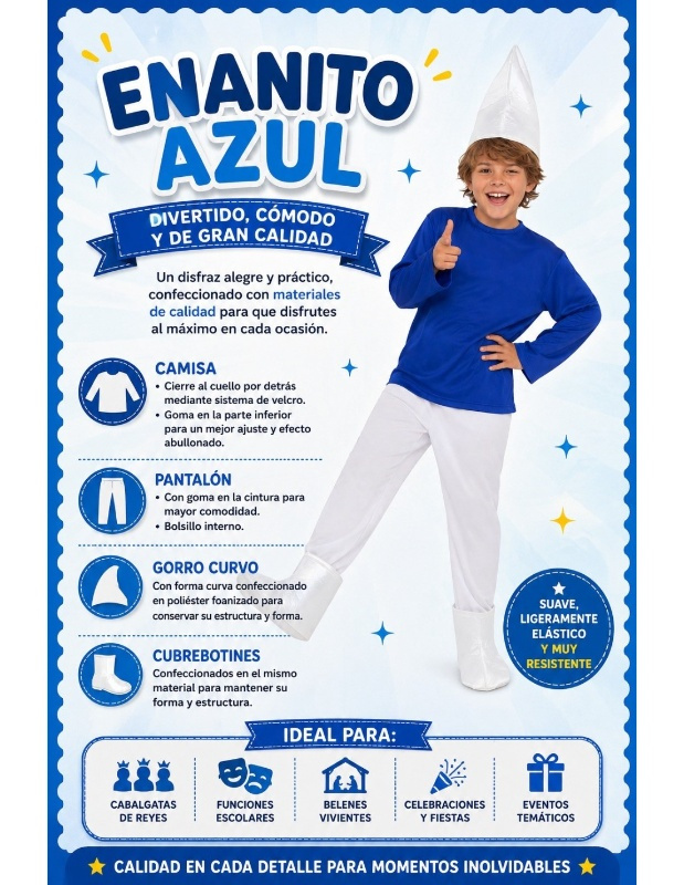 Disfraz enanito azul infantil