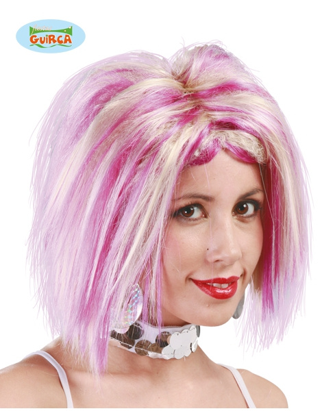 Peluca mechas rosas