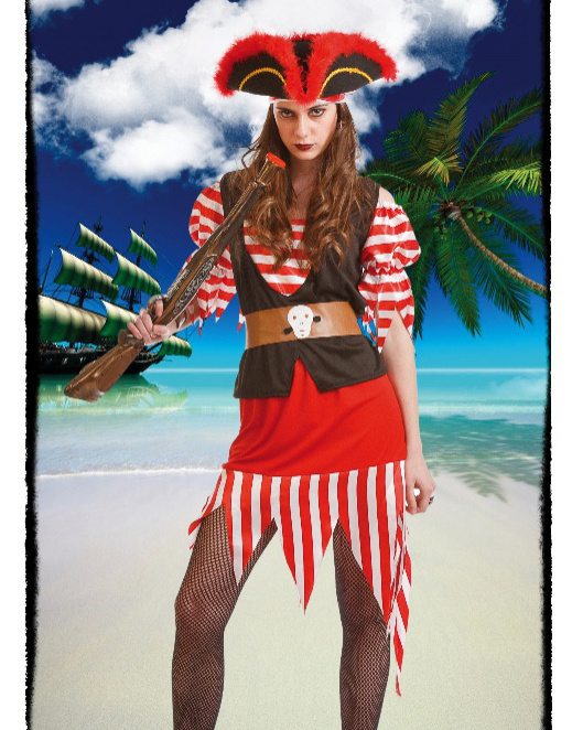Disfraz Pirata Rojo Mujer