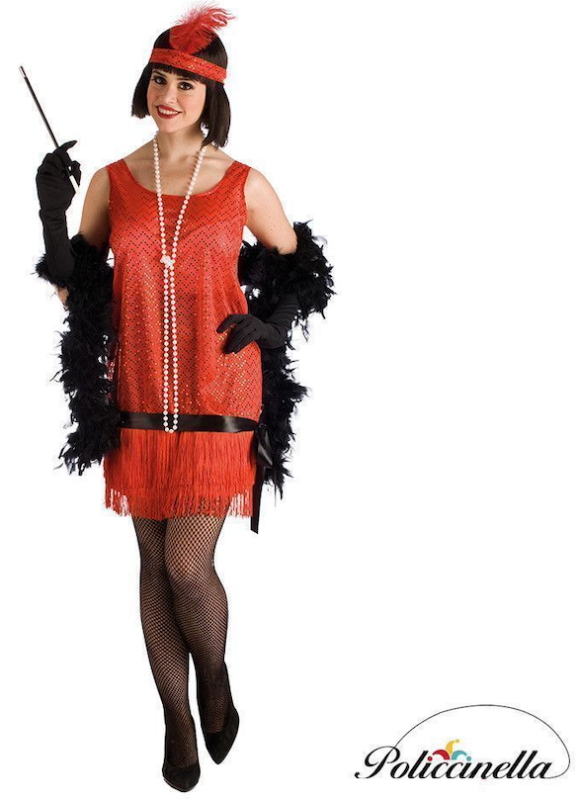 Mulher vermelha de traje Charleston