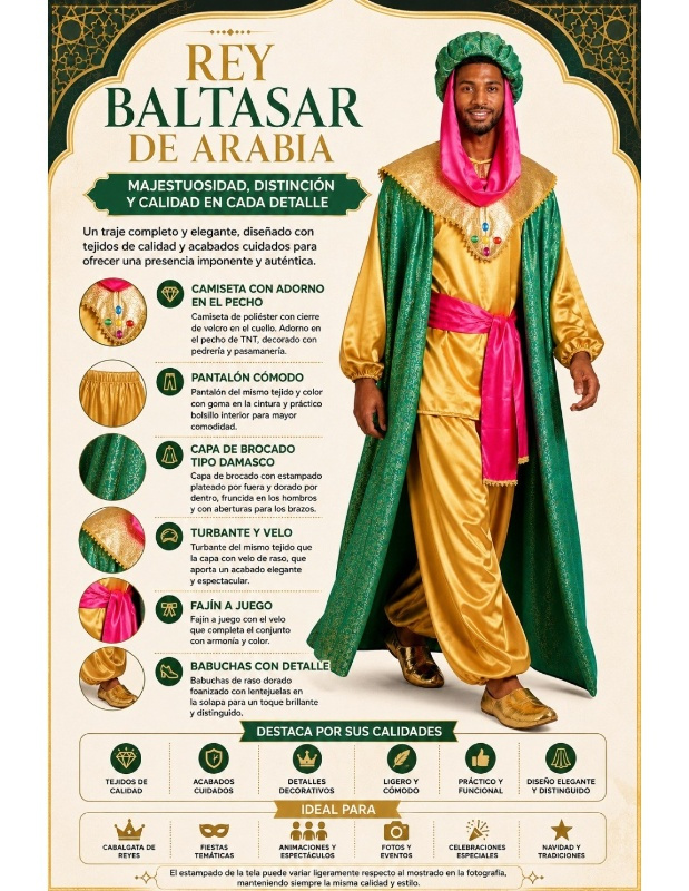 Disfraz Rey Baltasar adulto