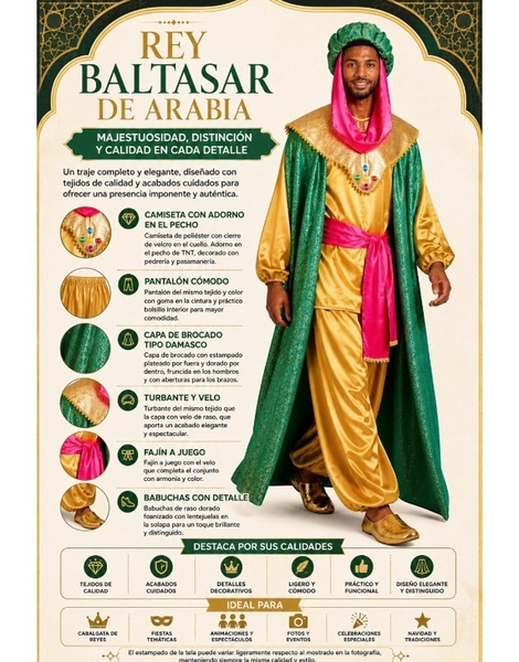 Disfraz Rey Baltasar adulto
