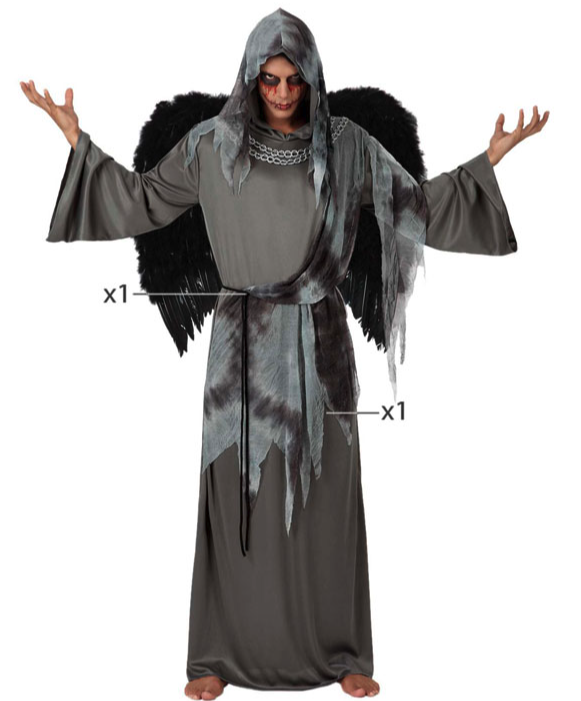 Fato de anjo negro adulto