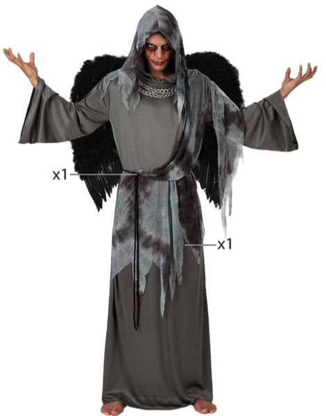 Fato de anjo negro adulto