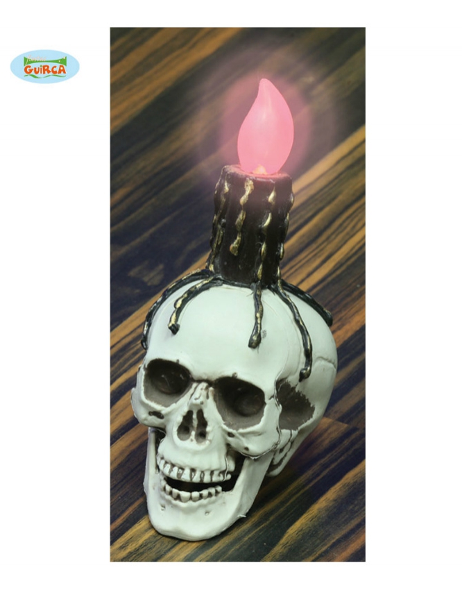 Calavera Vela Luz 20 Cm