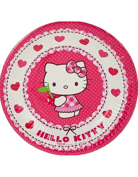 8 Platos Hello Kitty desechables 23 cms
