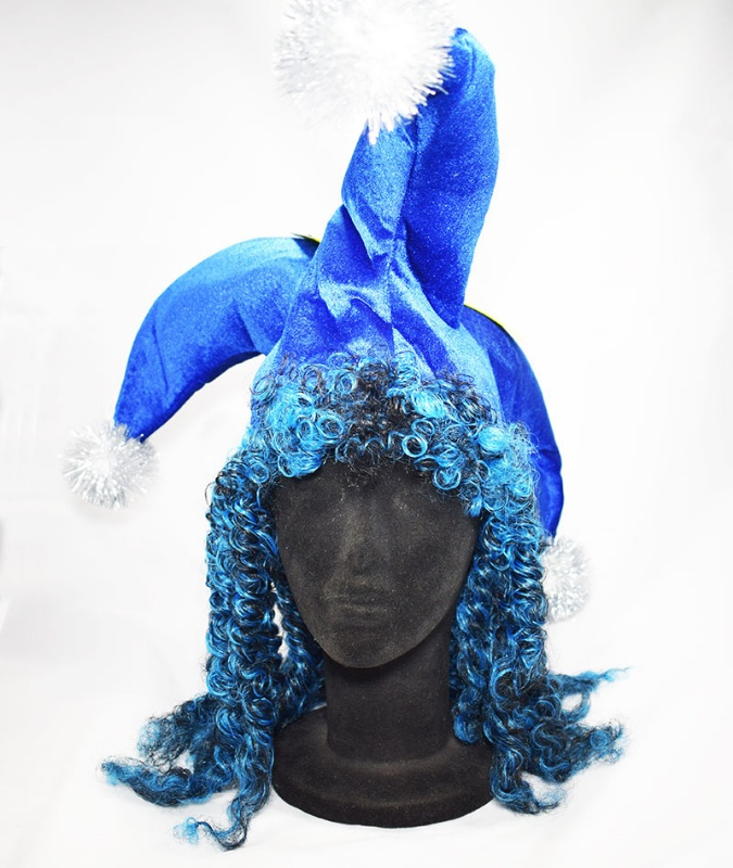 Sombrero Bufón Azul Con Pelo