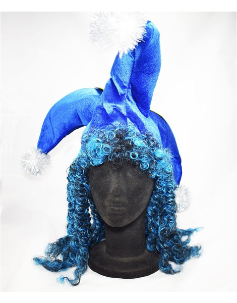 Sombrero Bufón Azul Con Pelo