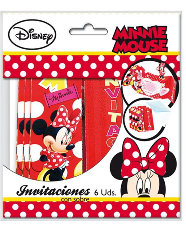 Invitaciones Minnie C/sobre  6 Unid.