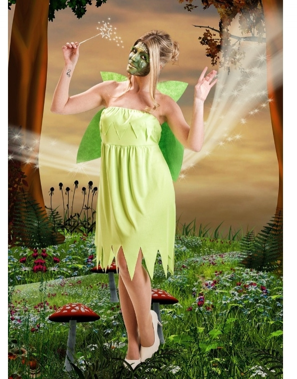 Disfraz Hada/ninfa Verde Con Alas Adulta