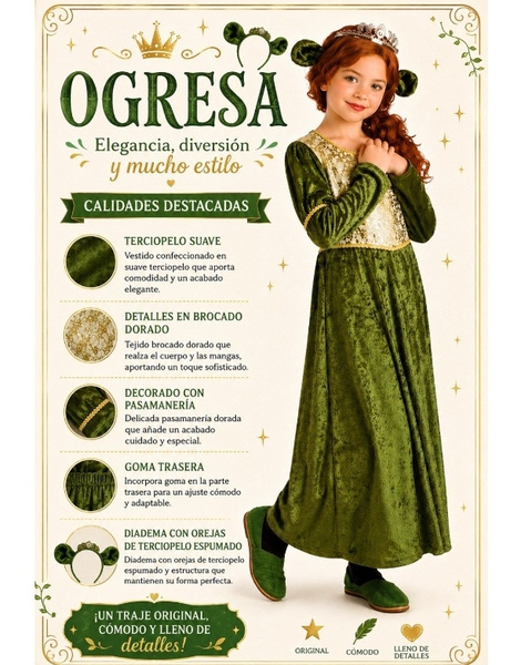 Disfraz Ogresa Verde para niña