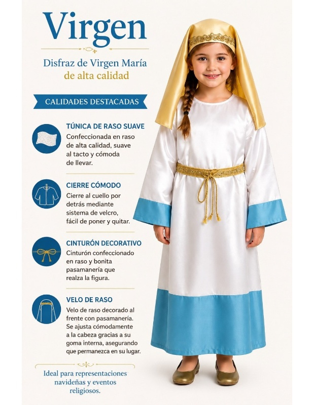 Fato de Virgem Maria para Criança