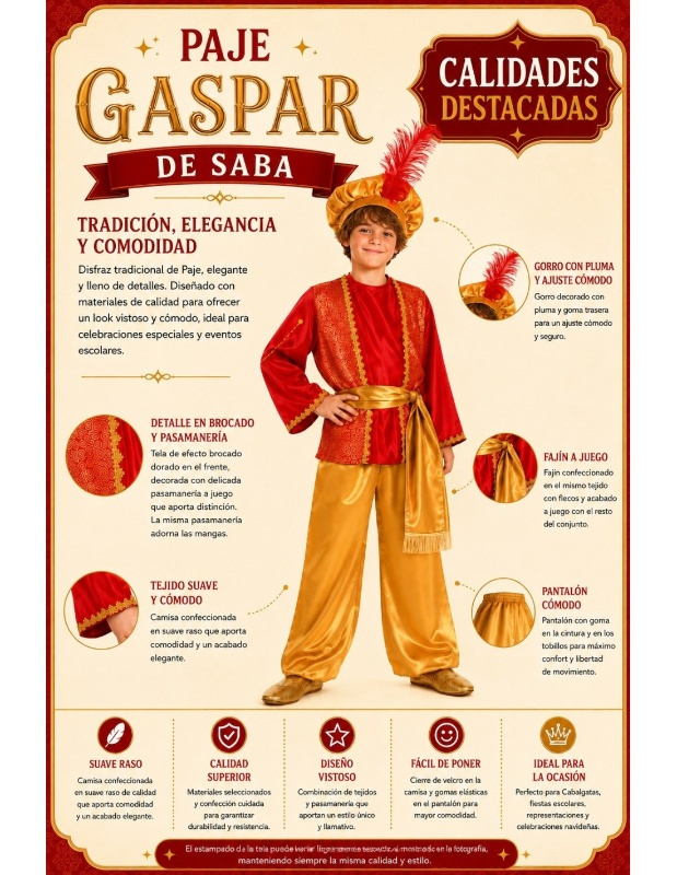 Disfraz Paje rojo infantil