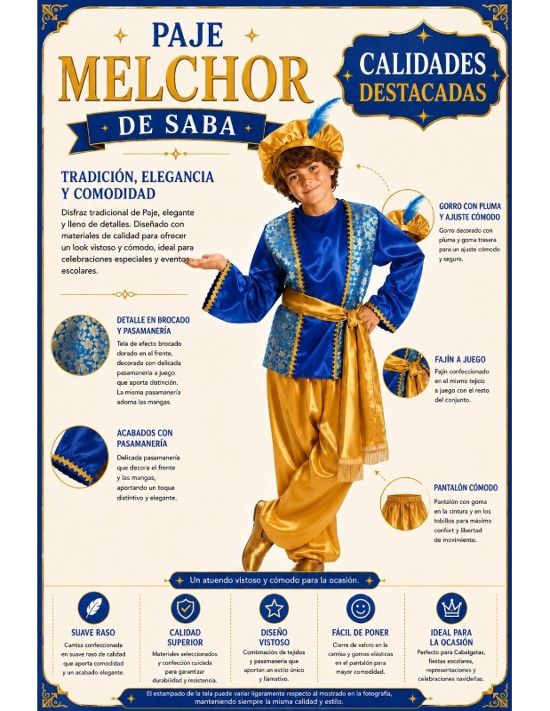Disfraz Paje azul infantil