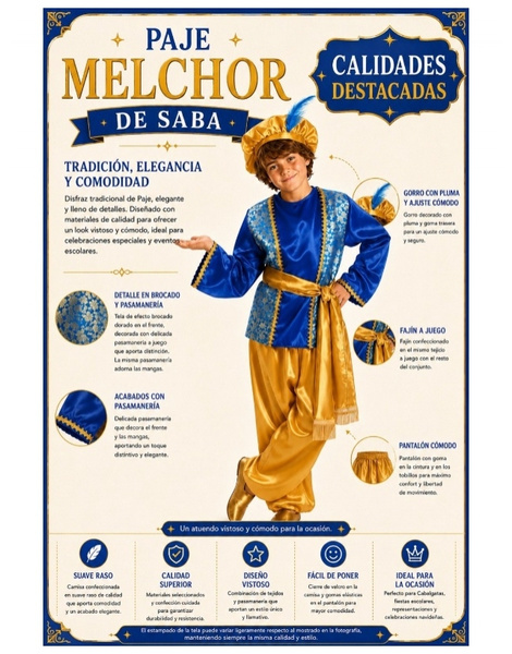 Disfraz Paje azul infantil