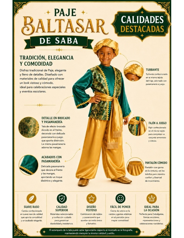 Disfraz Paje verde infantil