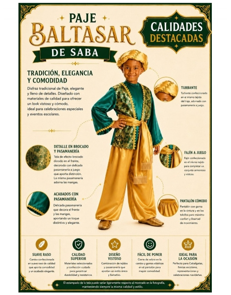 Disfraz Paje verde infantil