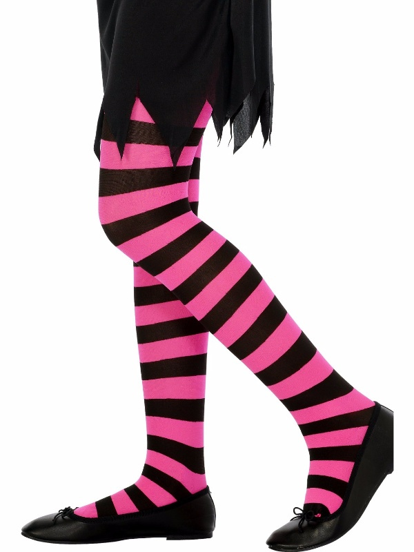 Medias Rayas Negra-rosa Infantil