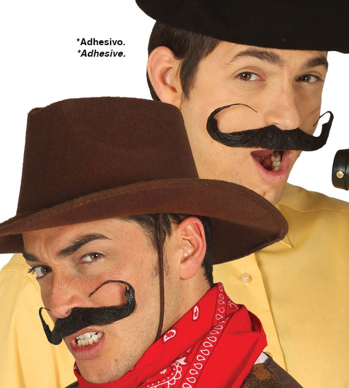 Bigote negro rizado adhesivo