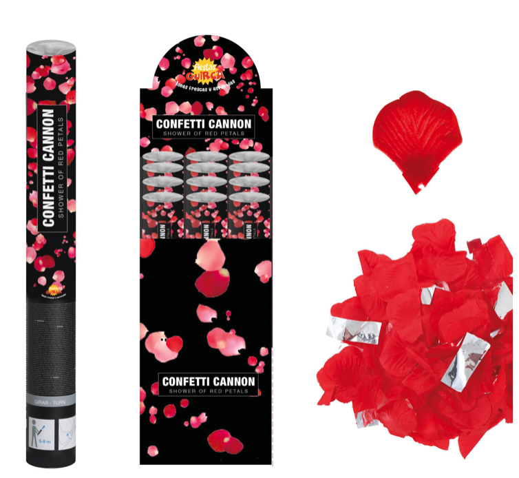 Canhão Rosa Vermelha Pétalas 50cm
