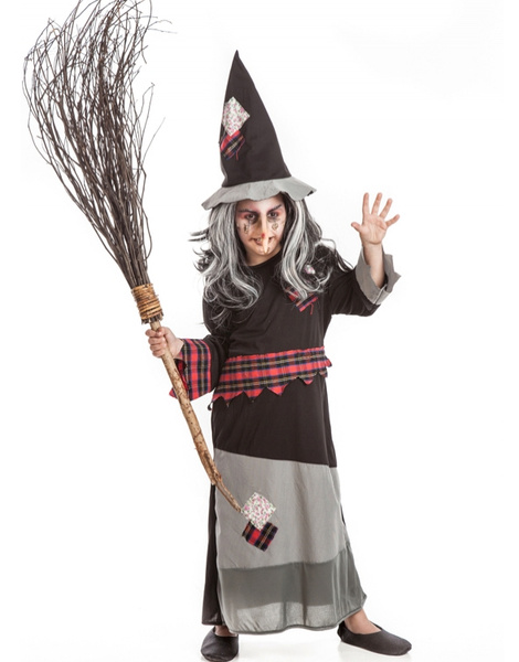 Disfraz bruja gris y negro mujer Halloween: Disfraces adultos,y